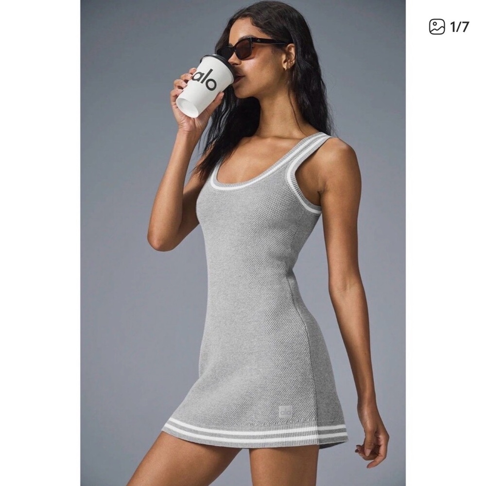 Alo Tennis Knit Gray Dress, XS